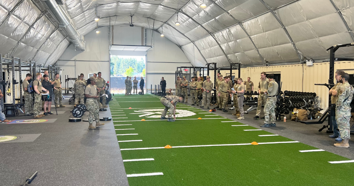 Service members train in a BeaverDome human performance facility at Joint Base Lewis-McChord.