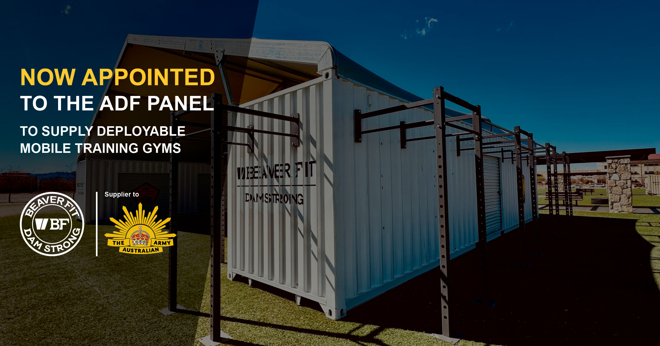 A blog header announces that BeaverFit has been appointed to the ADF Panel to supply deployable mobile training gyms.